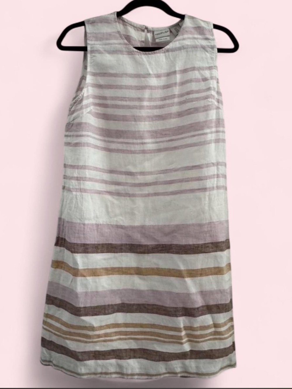Rachel Zoe Sleeveless Striped Shift Dress in Cream, Taupe and Brown